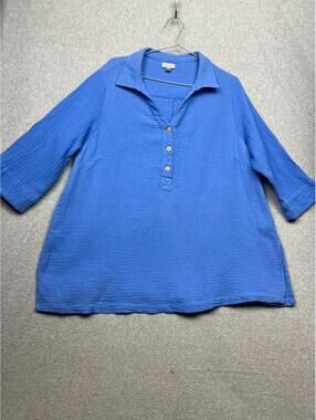 Avenue Button Up Gauze Tunic Blouse Womens Plus 18/20 Boho Simple Minimalist *